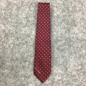 Oscar De La Renta Mens Tie Necktie Dark Red White Geometric Logo Made In USA NWT
